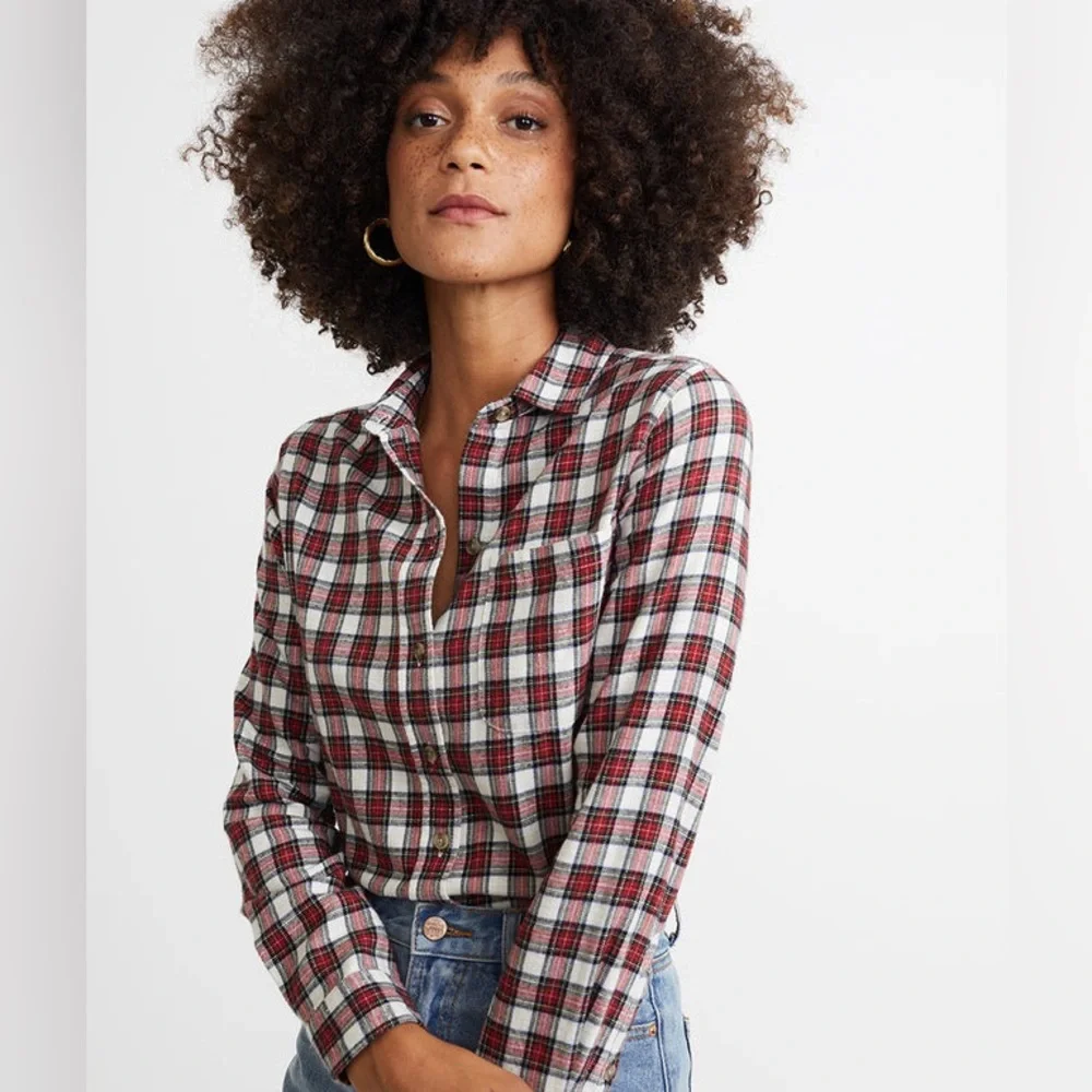 Marine layer Kendall Button Down in Red Plaid - Picture 2 of 8